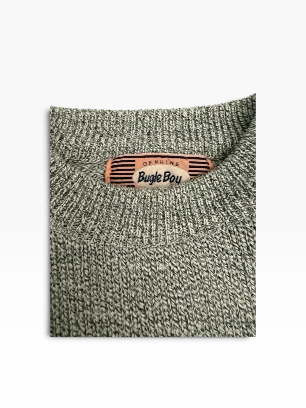 Vintage Bugle Boy Men's Gray Logo Crewneck Sweater